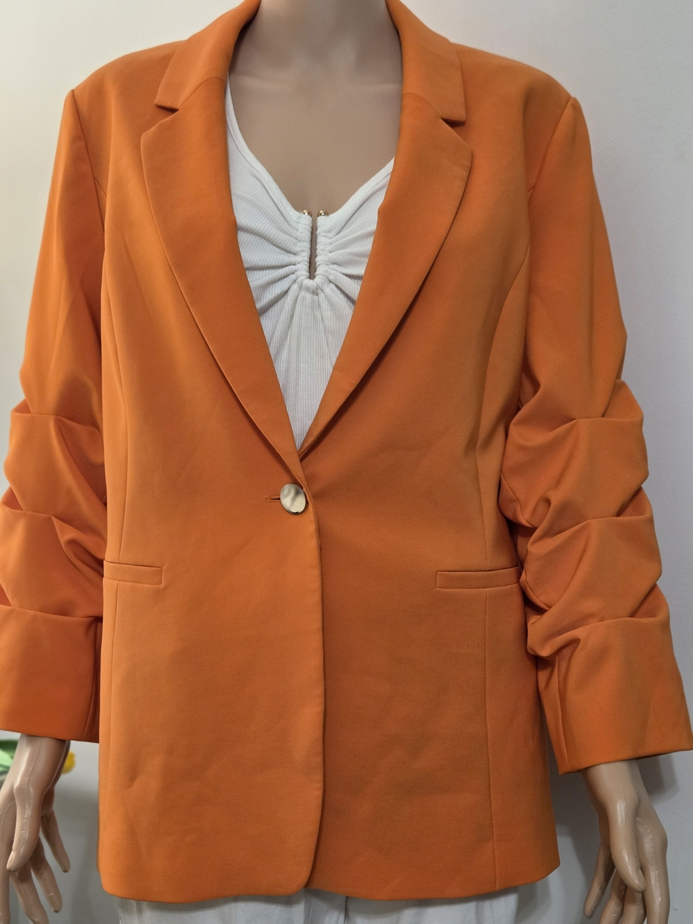 Joseph Ribkoff Vibrant Orange Single-Button Blazer